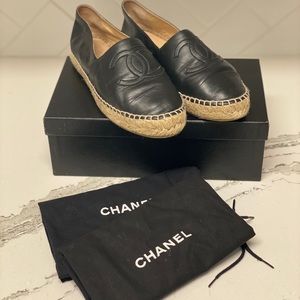 Chanel Espadrilles Black/Black Leather size 39